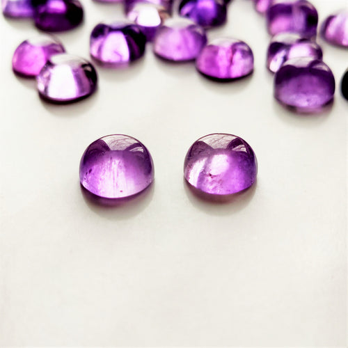 Amethyst 8mm Round Gemstone Cabochon Pair
