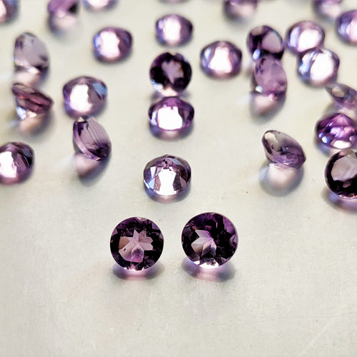 Amethyst 5mm Round Faceted Gemstone Pair
