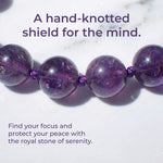 Hand-knotted 6mm natural deep violet Amethyst gemstone bracelet with an adjustable minimalist closure.
