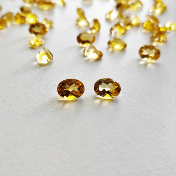 Citrine 8x6mm Oval Faceted Gemstone Pair