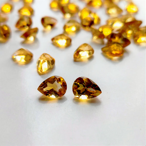 Citrine 8x6mm Pear Cut Faceted Gemstone Pair