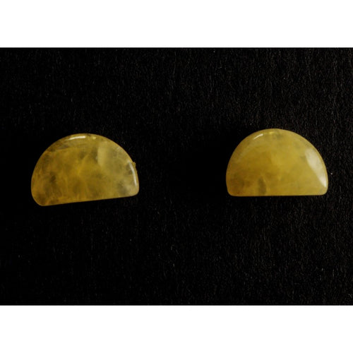Yellow Calcite Semi Circular Loose Gemstone Cabochon Pair