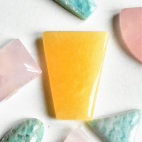 Yellow Calcite 20x15mm Trapezium Cut Cabochon