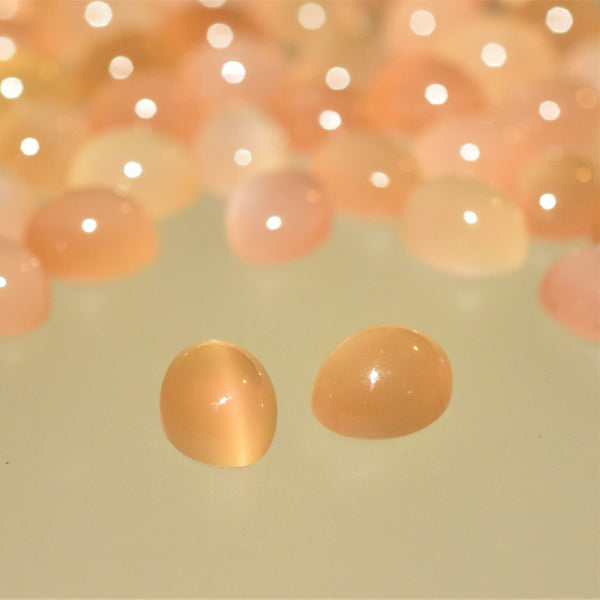 Peach Moonstone 9x7mm Oval Gemstone Cabochon Pair