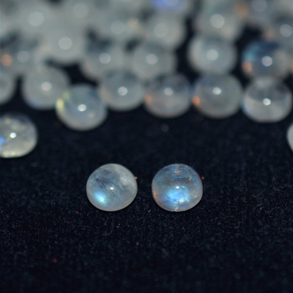 Rainbow Moonstone 5mm Round Cabochon Pair