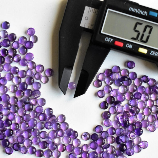Amethyst 5mm Round Gemstone Cabochon Pair