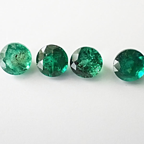Emerald 3.1mm  Round Faceted Gemstone x 4