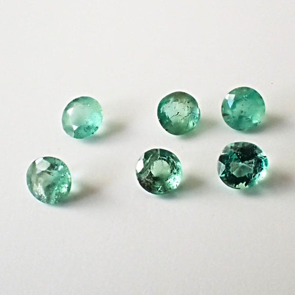 Emerald 3mm Round Faceted Gemstones x 6