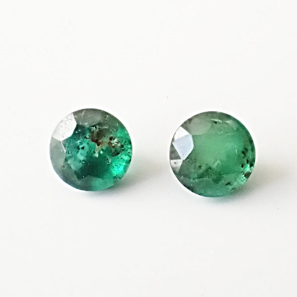 Emerald 4.1mm Round Faceted Gemstone Pair