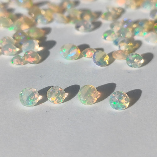 Opal 3mm Round Faceted Gemstone x 4