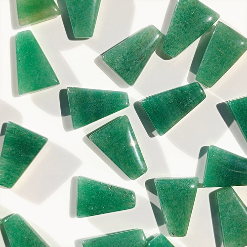 Green Aventurine 14x10mm Trapezium Cut Gemstone Cabochon Pair