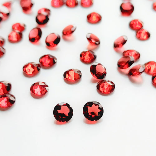 Garnet 5mm Round Faceted Gemstone Pair