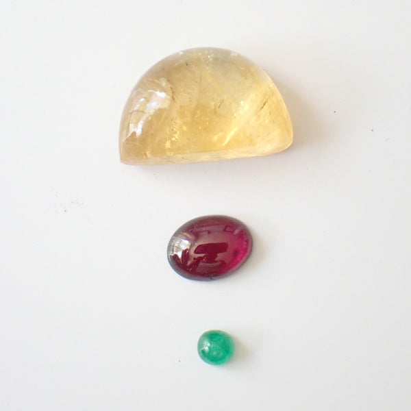 Loose Gemstone Pendant Pack GPK0019: Citrine, Garnet, & Emerald Cabochons for Jewellery Making