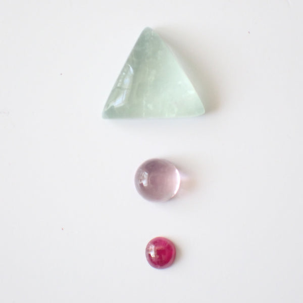 Loose Gemstone Pendant Pack GPK0020: Fluorite, Amethyst, & Ruby Cabochons for Jewellery Making