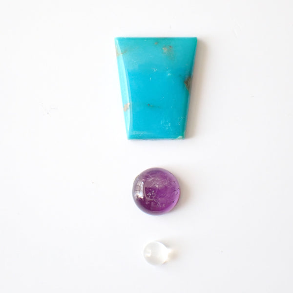 Loose Gemstone Pendant Pack GPK0021: Turquoise, Amethyst, & Moonstone Cabochons for Jewellery Making