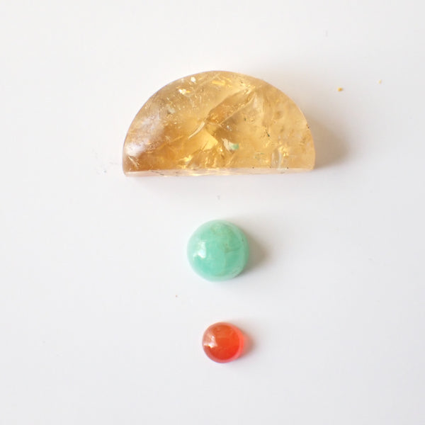 Loose Gemstone Pendant Pack GPK0022: Citrine, Emerald, & Carnelian Cabochons for Jewellery Making
