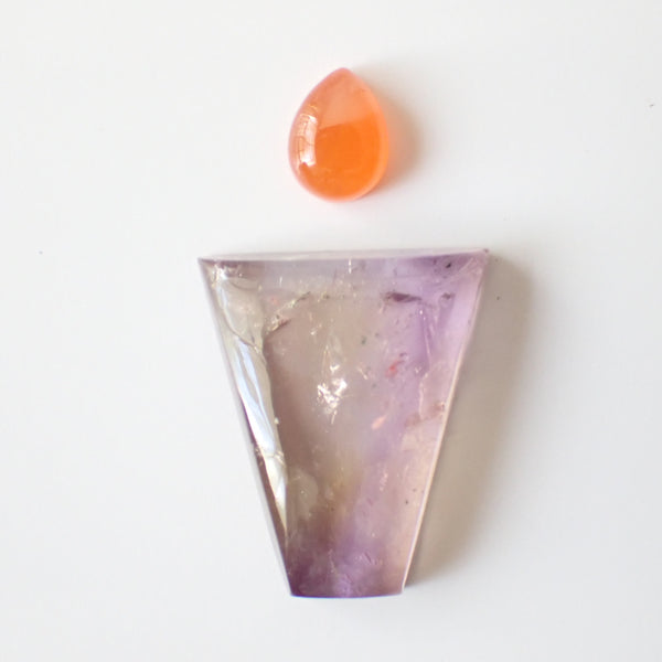Loose Gemstone Pendant Pack GPK0025: Ametrine & Carnelian Cabochons for Jewellery Making
