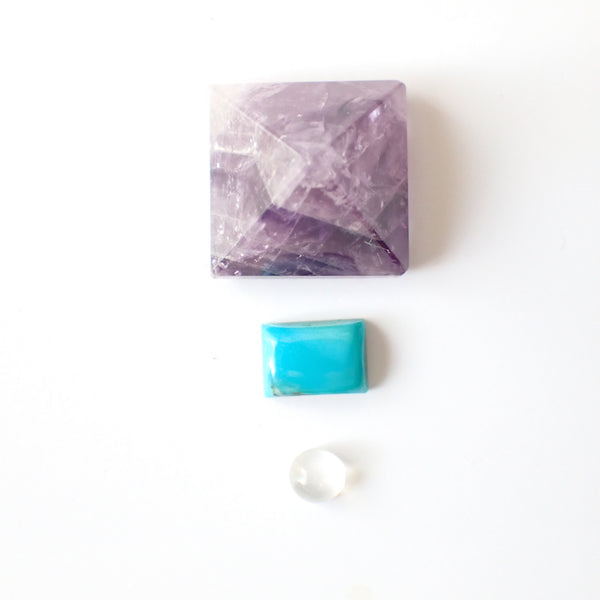 Loose Gemstone Pendant Pack GPK0026: Amethyst, Turquoise, & Moonstone Cabochons for Jewellery Making