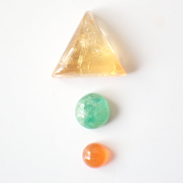 Loose Gemstone Pendant Pack GPK0033: Citrine, Emerald, & Carnelian Cabochons for Jewellery Making