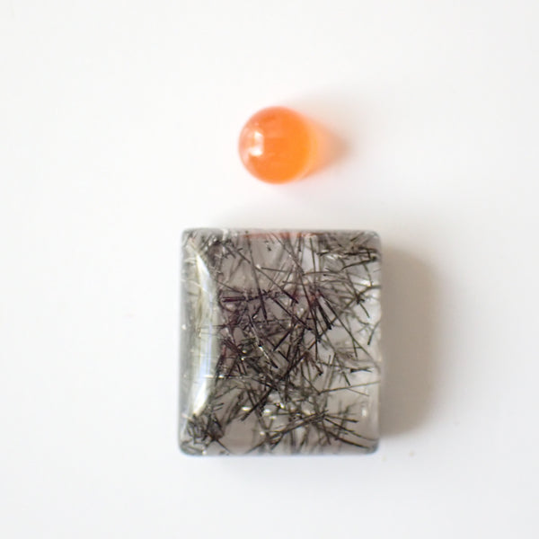Loose Gemstone Pendant Pack GPK0034: Rutilated Quartz & Carnelian Cabochons for Jewellery Making