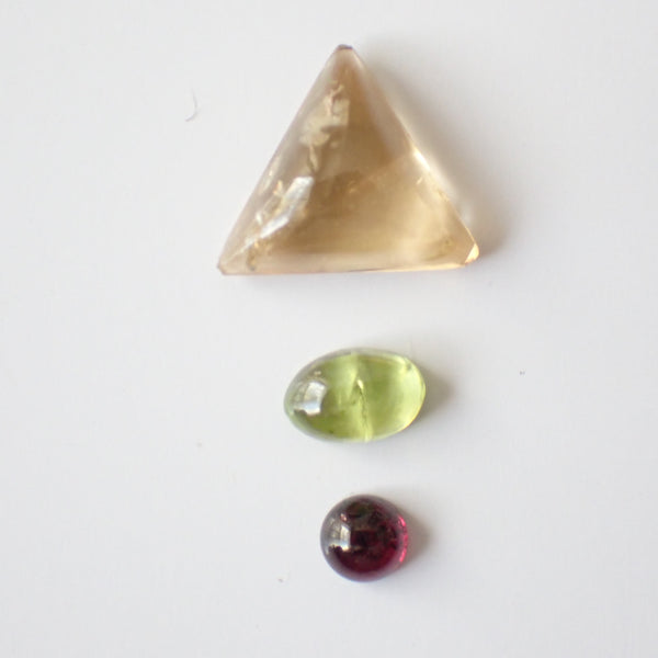 Loose Gemstone Pendant Pack GPK0042: Citrine, Peridot, & Garnet Cabochons for Jewellery Making