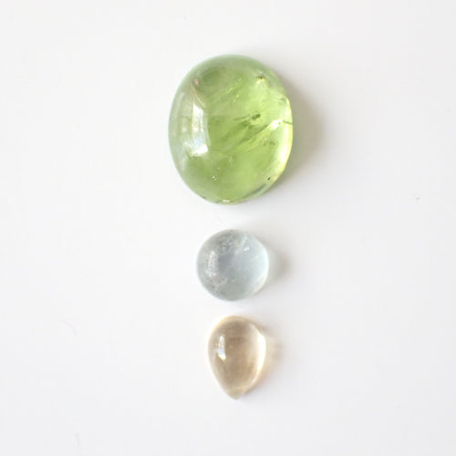 Loose Gemstone Pendant Pack GPK0045: Peridot, Aquamarine, & Citrine Cabochons for Jewellery Making