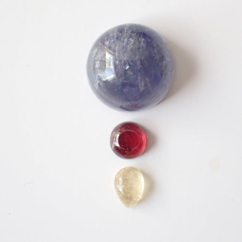 Loose Gemstone Pendant Pack GPK0046: Iolite, Garnet, & Citrine Cabochons for Jewellery Making