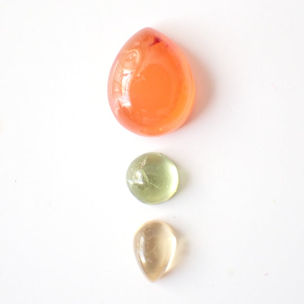 Loose Gemstone Pendant Pack GPK0047: Carnelian, Peridot, & Citrine Cabochons for Jewellery Making