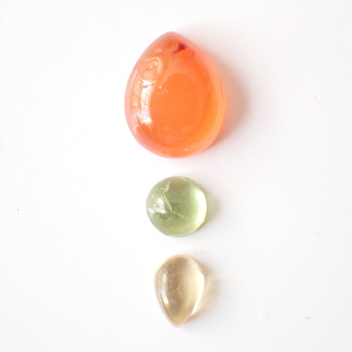 Loose Gemstone Pendant Pack GPK0047: Carnelian, Peridot, & Citrine Cabochons for Jewellery Making