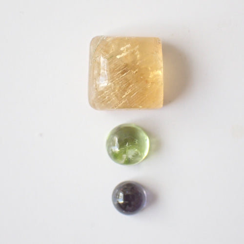 Loose Gemstone Pendant Pack GPK0048: Citrine, Peridot, & Iolite Cabochons for Jewellery Making