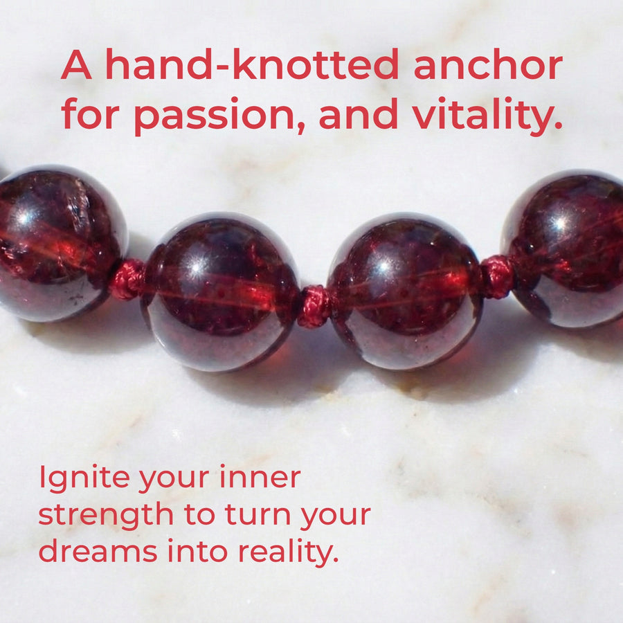 Garnet Hand-Knotted Bracelet | The anchor for passion