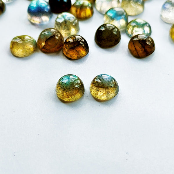 Labradorite 5mm Round Cabochon Pair