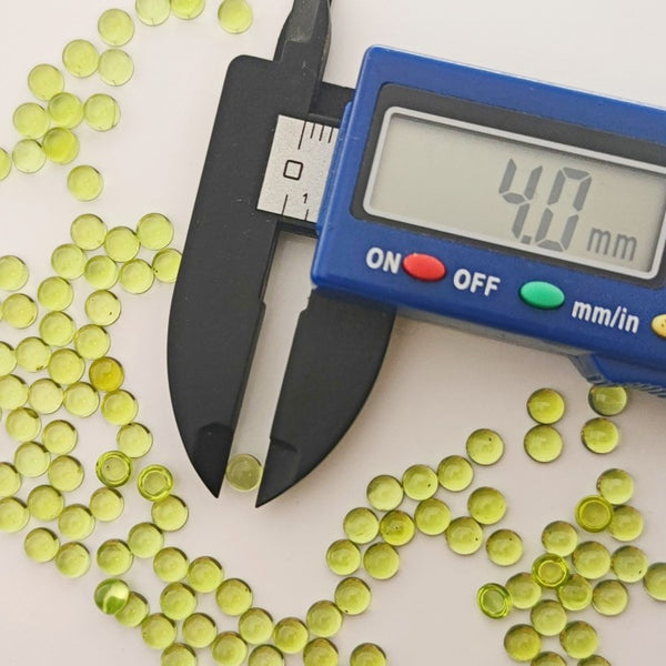 Peridot 4mm Round Gemstone Cabochons x 4