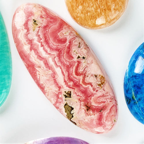 Natural Rhodochrosite Cabochon – Oval – 47x20mm (RCS0004)