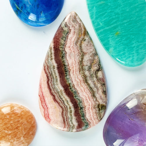 Natural Rhodochrosite Cabochon – Pear – 48.5x28mm (RCS0008)