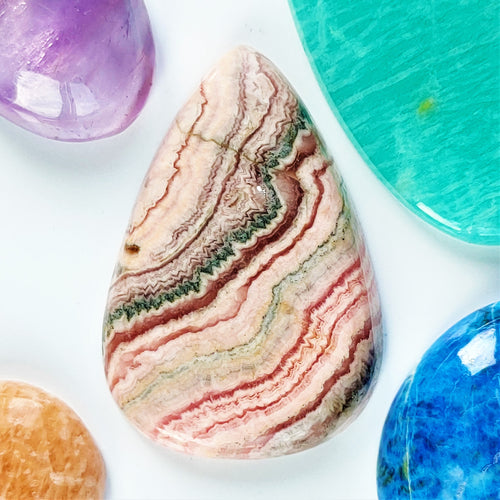 Natural Rhodochrosite Cabochon – Pear – 39x26mm (RCS0009)