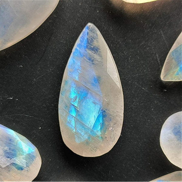 Rainbow Moonstone 18x9mm Pear Cut Faceted Gemstone