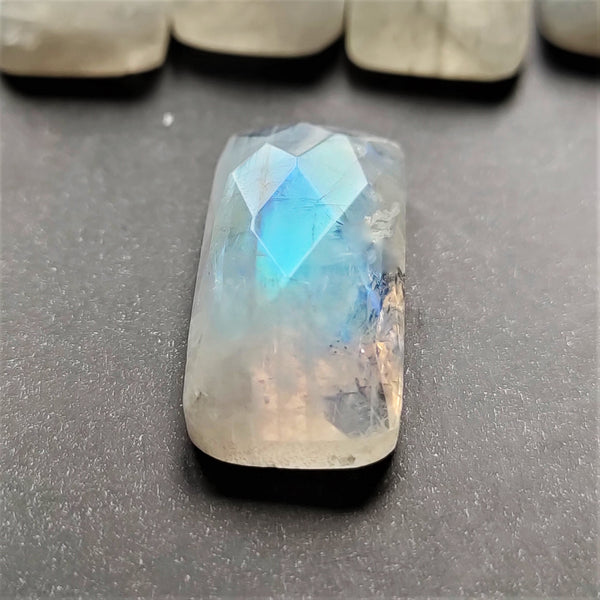 Rainbow Moonstone 20x10mm Rectangular Rose Cut Gemstone