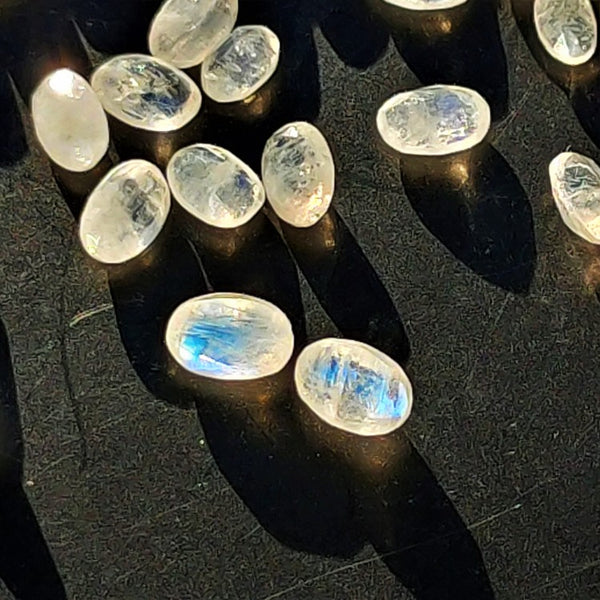 Rainbow Moonstone 6x4mm Oval Faceted Gemstone Pair