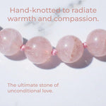 Discover the Rose Quartz Kind Stone. A premium 6mm hand-knotted bracelet for unconditional love, emotional healing, and inner radiance. Find your perfect fit.