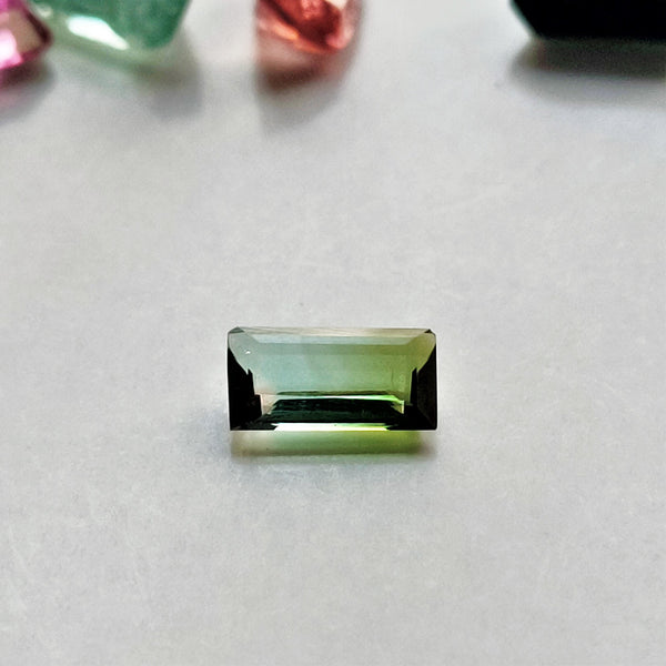 Tri-Color Tourmaline 7.6 x 4.1mm Rectangular Faceted Gemstone