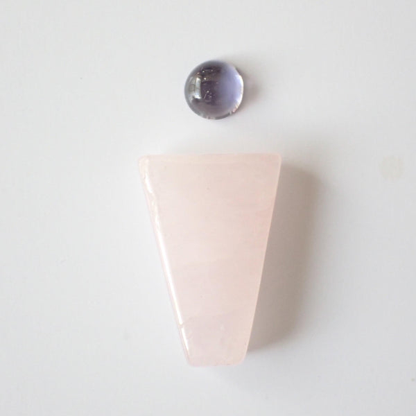 Loose Gemstone Pendant Pack GPK0032: Rose Quartz & Iolite Cabochons for Jewellery Making