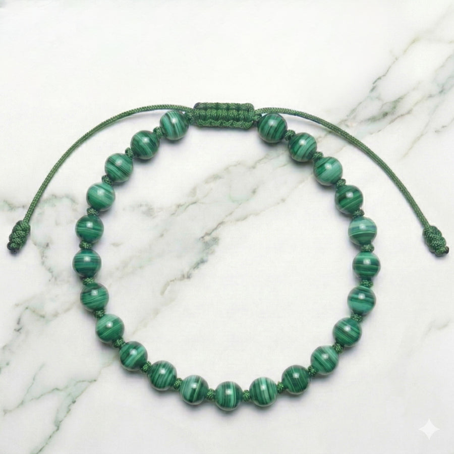 Malachite Hand-Knotted Bracelet | The Stone of Transformation