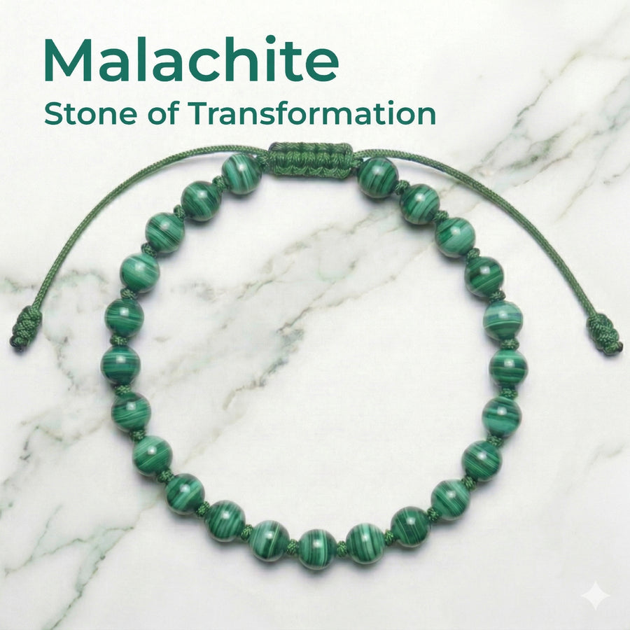 Malachite Hand-Knotted Bracelet | The Stone of Transformation